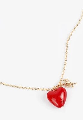 Red Cherry Heart Necklace