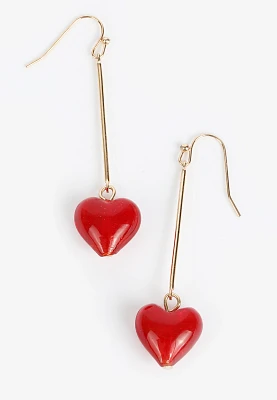 Red Cherry Heart Drop Earrings