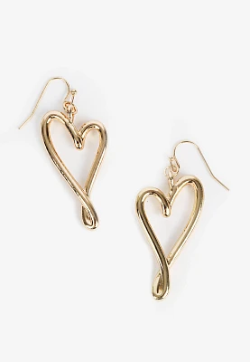 Gold Asymmetrical Heart Earrings