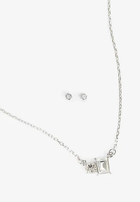 Silver Necklace And Earring Set