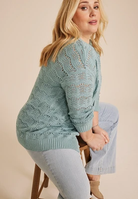 Plus Open Stitch Cardigan