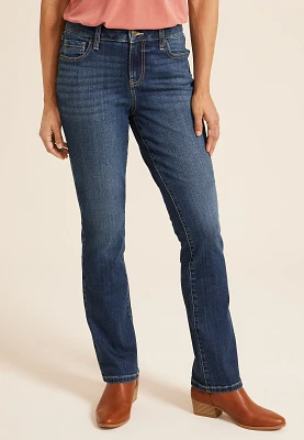 Dark Mid Rise Thick Stitch Slim Boot Jean