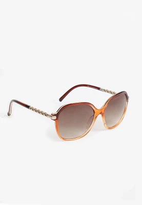 Oversized Brown Ombre Round Sunglasses