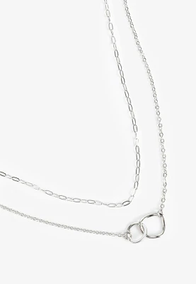 Silver Intertwined Circles Layered Necklace