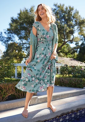 Floral Smocked Waist Midi Dress