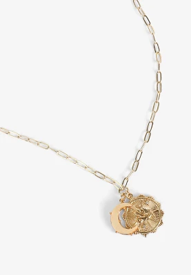 Gold Zodiac Coin Pendant Necklace