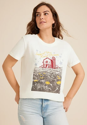 Support Your Local Farmers Oversized Fit Graphic Tee
