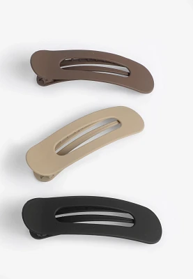 3 Pack Neutral Flat Claw Hair Clips