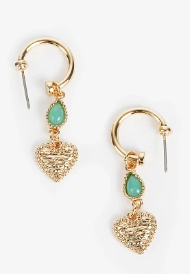 Gold Heart Drop Earrings