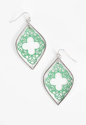 St Patricks Day Filigree Drop Earrings