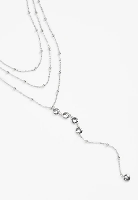 Silver Triple Layered Y Necklace