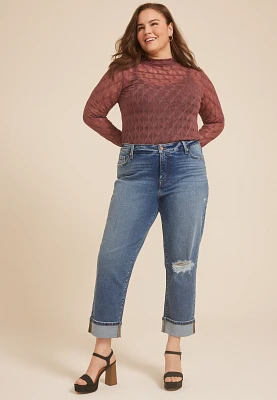 Plus m jeans by maurices™ High Rise Boyfriend Straight Cropped Jean