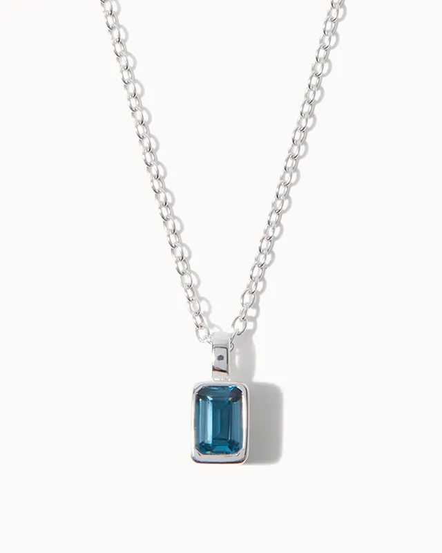 Blue Topaz Necklace. Recycled Silver and Gemstone Pendant | The British  Craft House