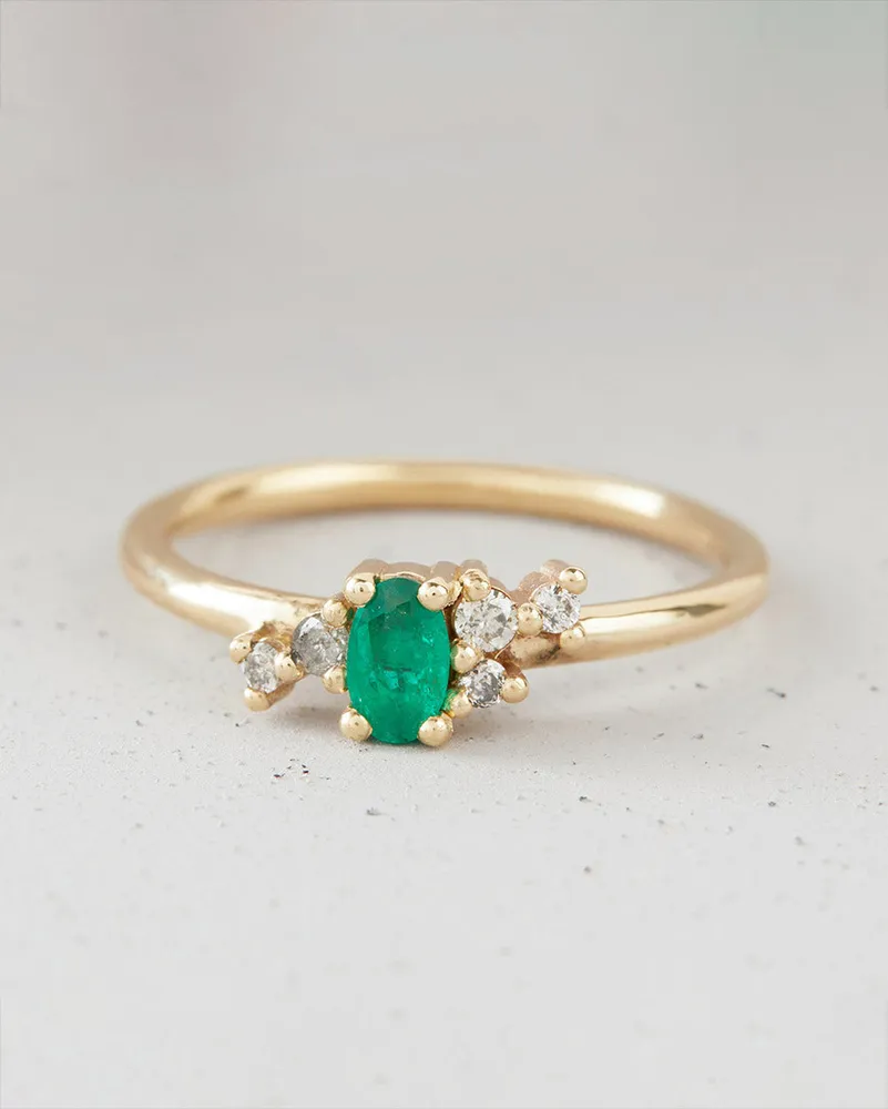 Kallati Heirloom Emerald Cut Emerald & Diamond Engagement Ring in 14K –  KALLATI