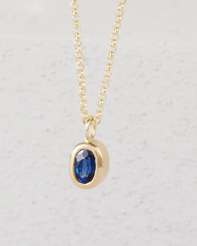 September Birthstone Natural Blue Sapphire and Diamond Pendant