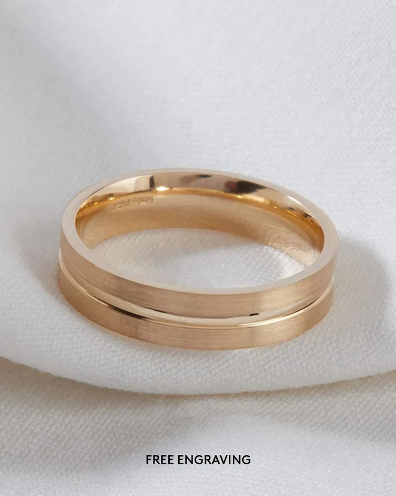 Rose Gold Groove Titanium Men's Ring | Vansweden Jewelers