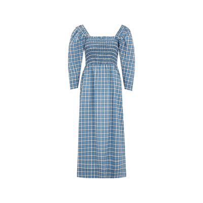 Robe midi à carreaux en coton organique mélang