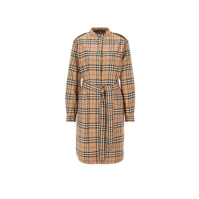 Robe chemise ceinturée en coton Vintage check