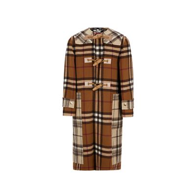 Duffle-coat en laine check double face