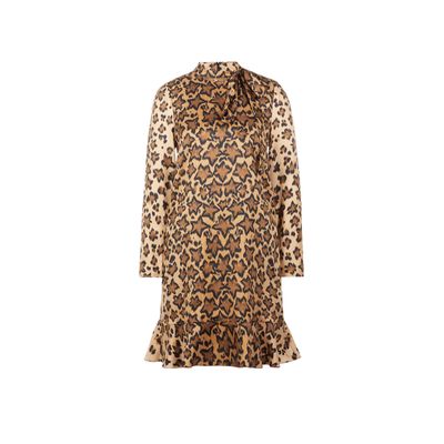 Robe imprimé léopard étoilé en soie
