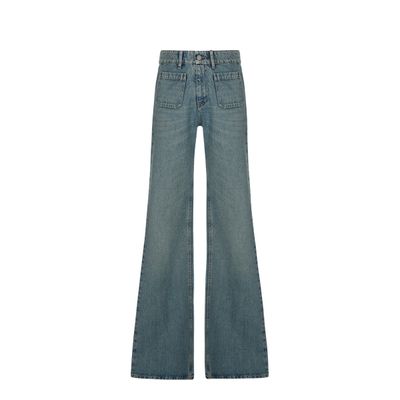 Jean flare en denim délav
