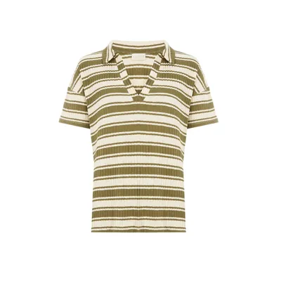 T-shirt polo rayé en coton mélang