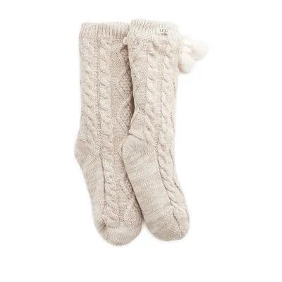 Chaussettes hautes en maille fourrées
