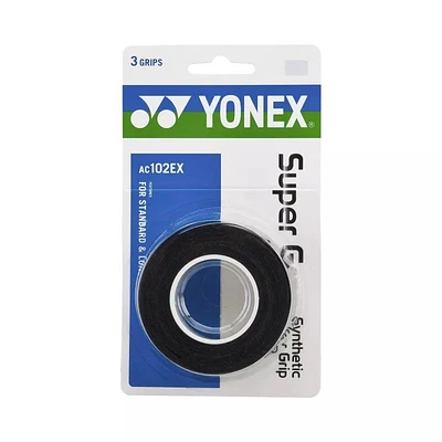 Yonex Super Grap Synthetic Over Grip, Black, 3-Pack