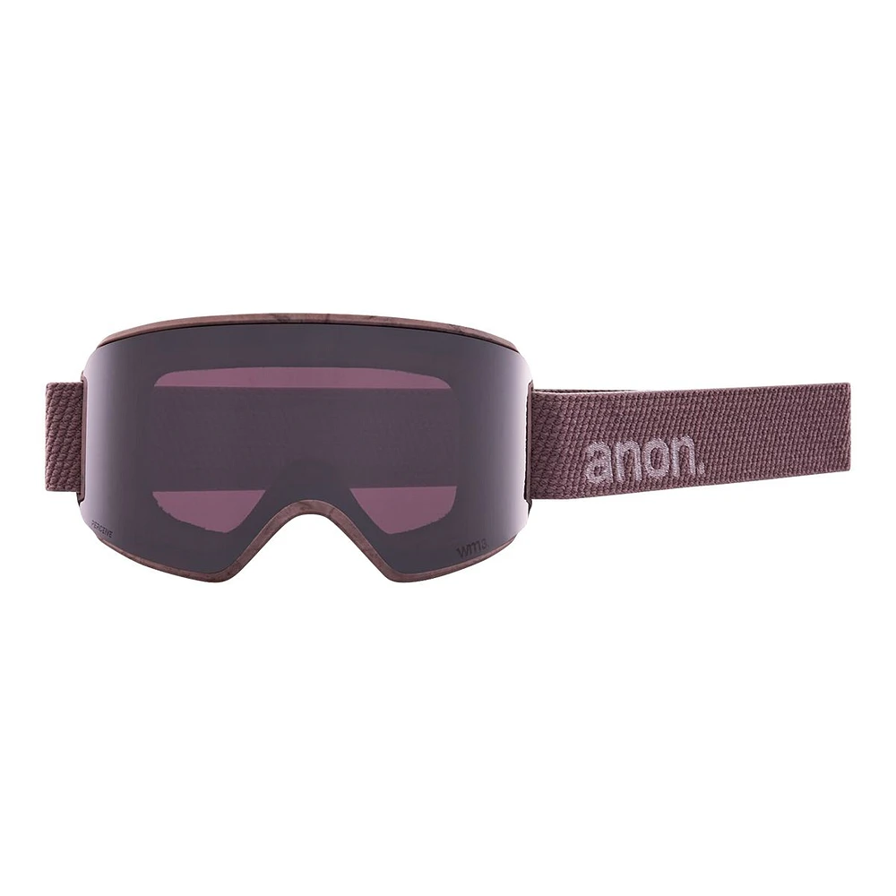 Anon WM3 MFI Women's Ski & Snowboard Goggles 2021/22 Purple with Perceive Variable Violet Lens + Bonus Lens