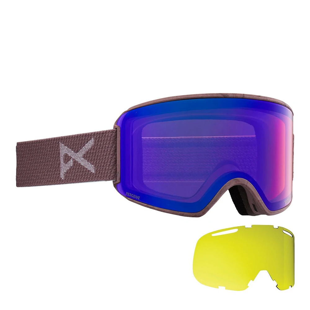 Anon WM3 MFI Women's Ski & Snowboard Goggles 2021/22 Purple with Perceive Variable Violet Lens + Bonus Lens