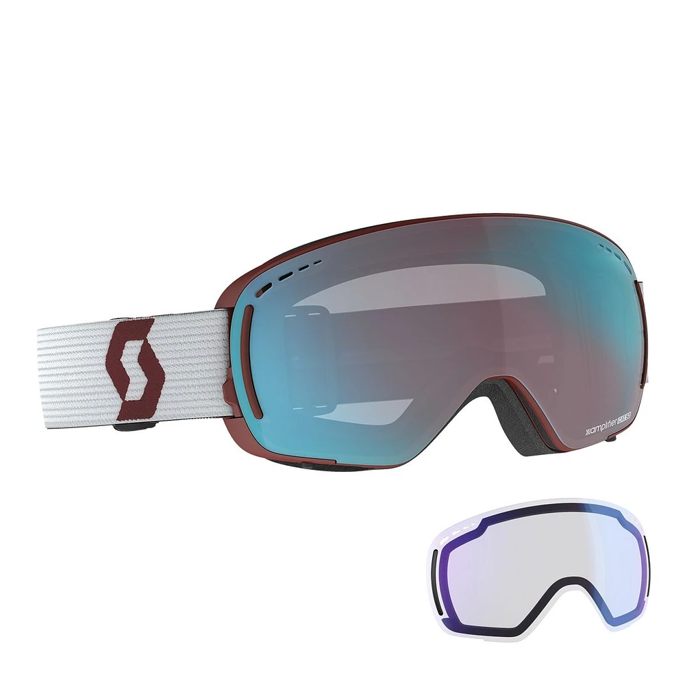 SCOTT LCG Compact Ski & Snowboard Goggles 2021/22 Team Red with Enhancer Aqua Chrome Lens + Bonus Lens