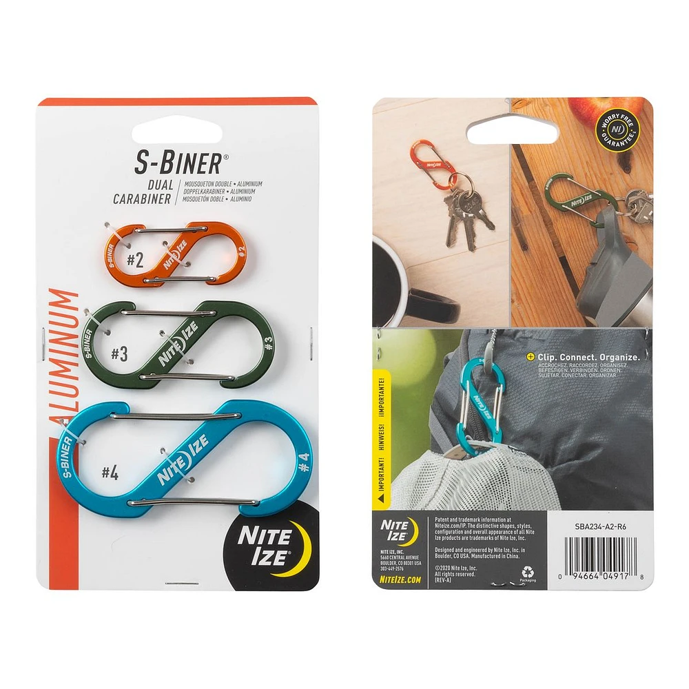 Nite Ize S-Biner Aluminum Dual Carabiner 3-pack Assorted