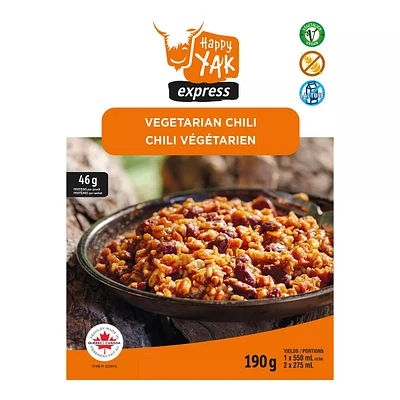 Happy Yak Vegetarian Chili Dehydrated Food Package