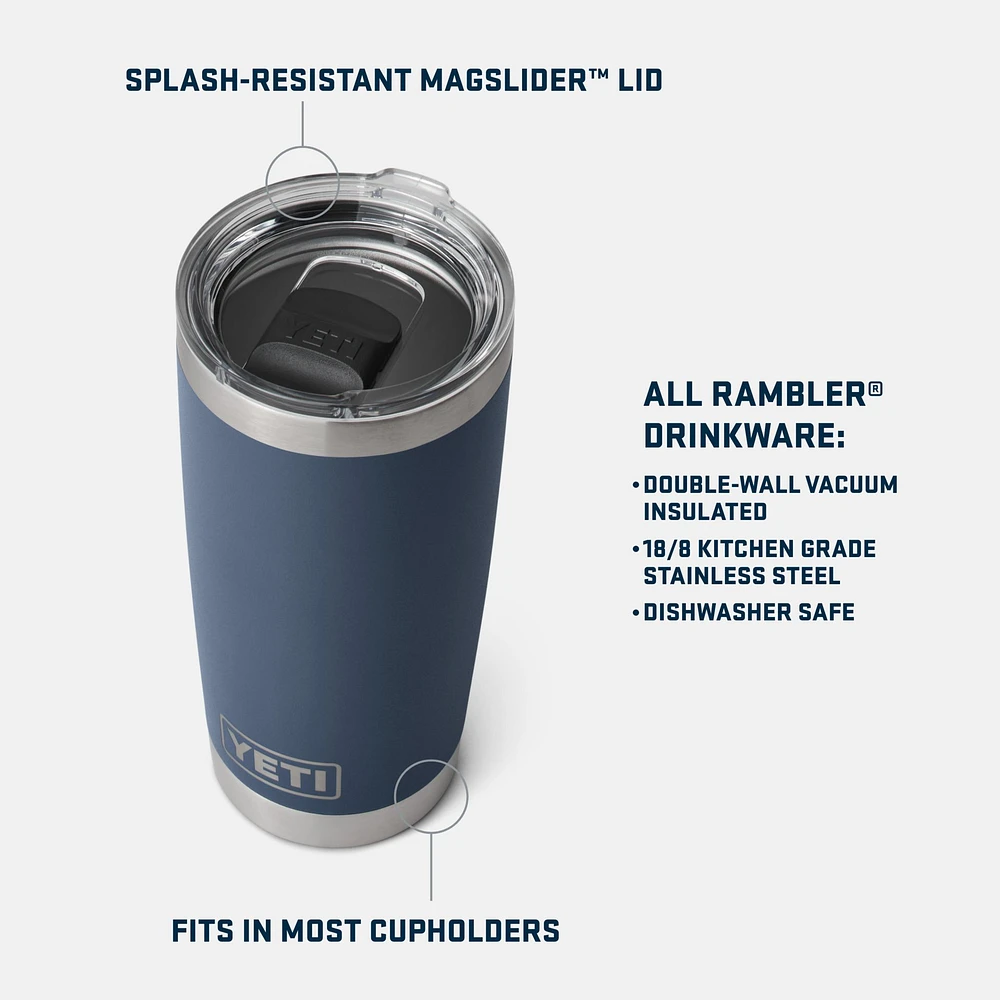 YETI Rambler Edmonton Oilers 20 oz Tumbler, Screw Cap, Insulated Stainless Steel