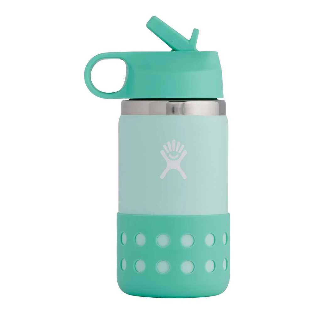 Hydro Flask Kid's Wide Mouth 12 oz Insulated Stainless Steel Water Bottle with Straw Lid