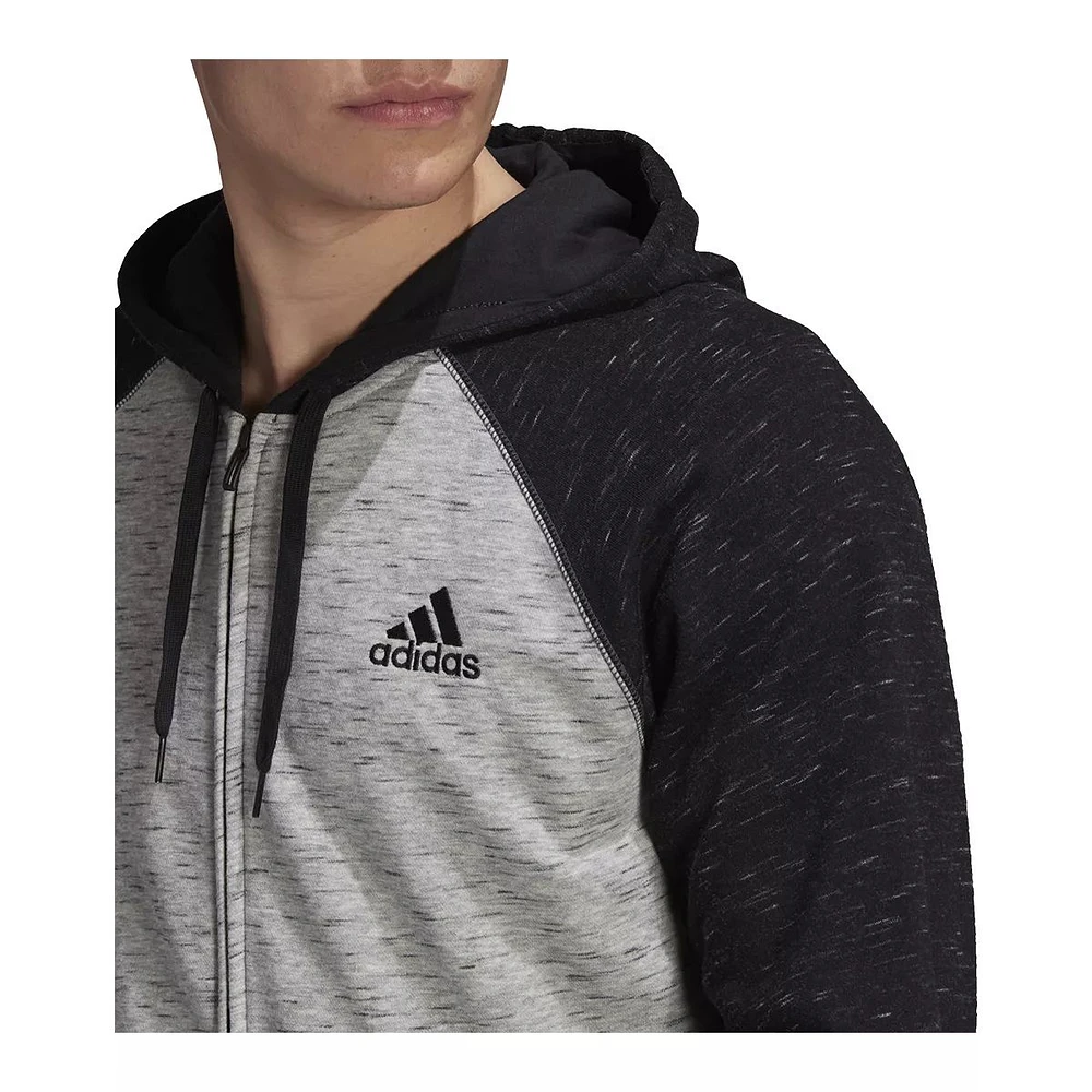 adidas Men's Melange Essentials Hoodie, Full Zip, French Terry, Drawstring