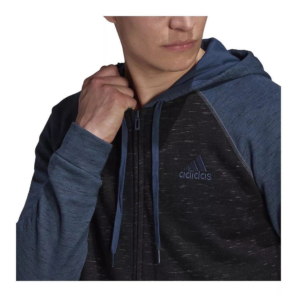 adidas Men's Melange Essentials Hoodie, Full Zip, French Terry, Drawstring