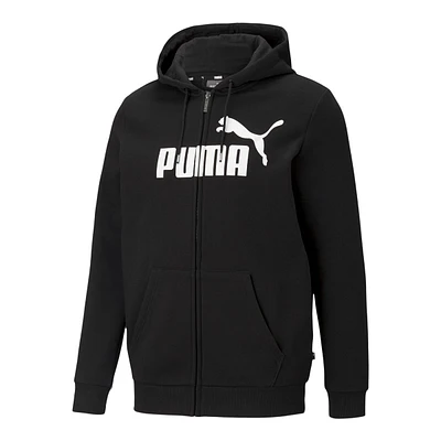 PUMA Men's Essential Big Logo Hoodie, Full Zip, Drawstring