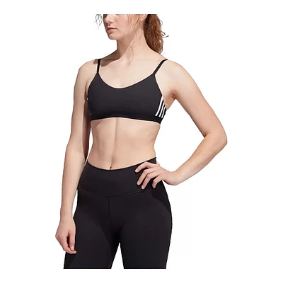 adidas Women's All Me 3 Stripe Sports Bra, Low Impact, Yoga