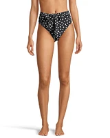 Ripzone Women's Crystal High Waisted Swimsuit Bikini Bottom, Beach