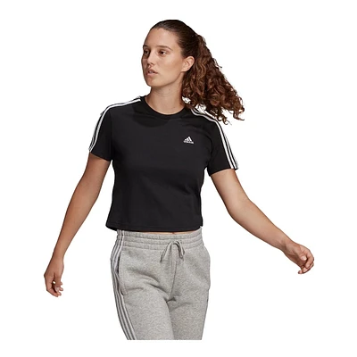 adidas Women's Sportswear 3-Stripes Cotton Jersey Crop T Shirt