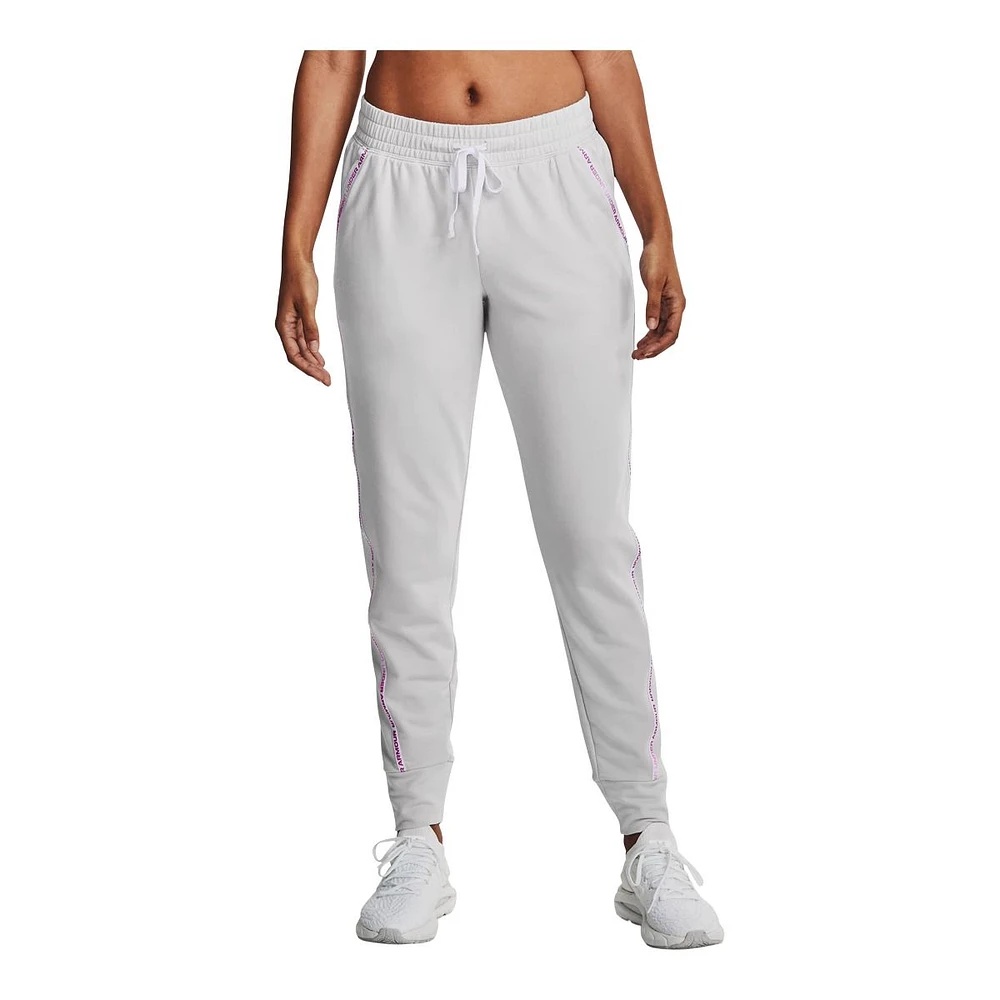 Under Armour Women's Rival Terry Taped Pants, Casual, Lounge, Stretch,