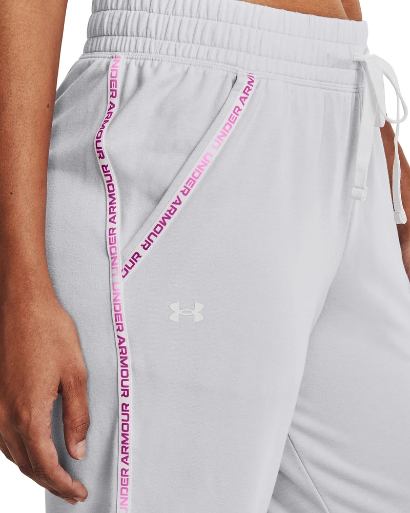 Under Armour Women's Rival Terry Taped Pants, Casual, Lounge, Stretch,