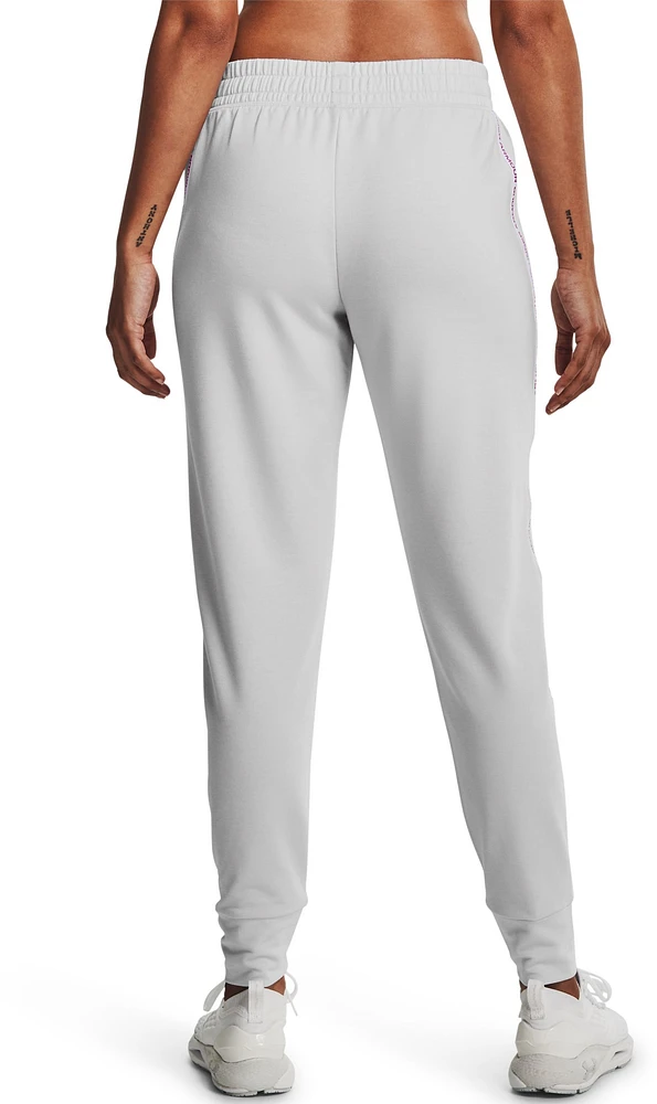 Under Armour Women's Rival Terry Taped Pants, Casual, Lounge, Stretch,