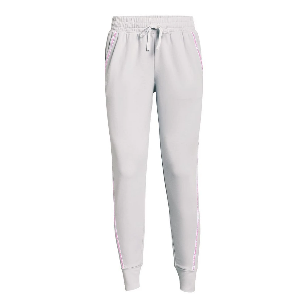 Under Armour Women's Rival Terry Taped Pants, Casual, Lounge, Stretch,