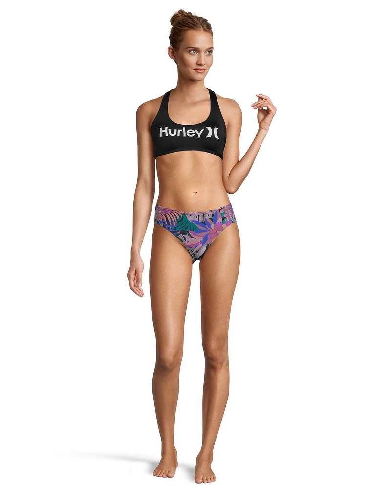 Hurley Women's Palm Paradise Full Coverage Swimsuit Bikini Bottom, Beach