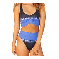 Hurley Women's Dipdye Pleated Long Bikini Top