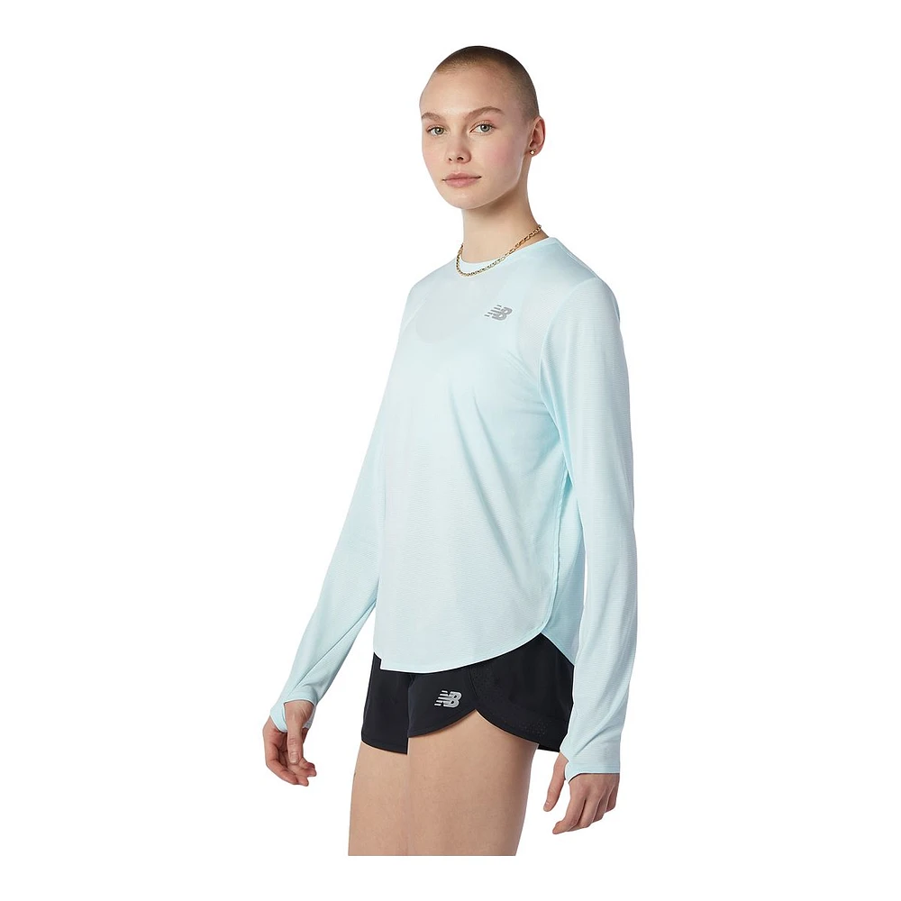 New Balance Women's Run Accelerate Long Sleeve Running Shirt, Relaxed Fit, Quick Dry