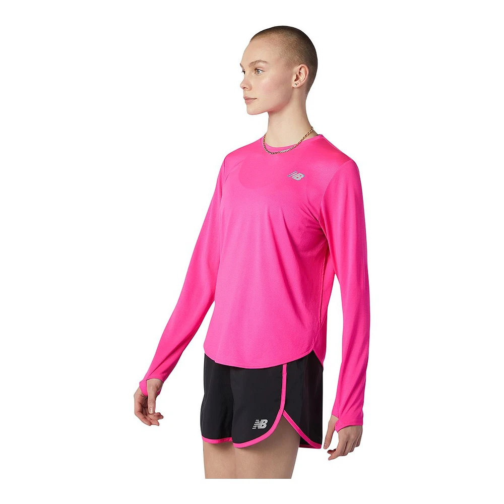 New Balance Women's Run Accelerate Long Sleeve Running Shirt, Relaxed Fit, Quick Dry