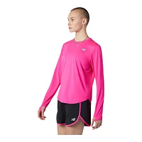 New Balance Women's Run Accelerate Long Sleeve Running Shirt, Relaxed Fit, Quick Dry